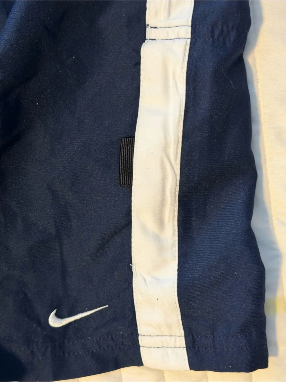 Nike Men's Navy/White Solid Swim Shorts 2XL Lined Elastic Waist Drawstring O20